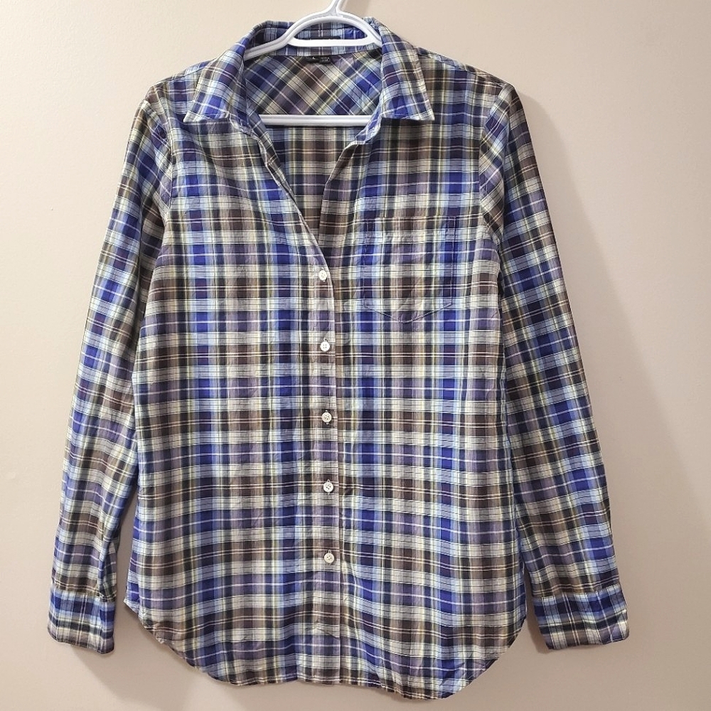 Theory - Nikala Plaid Blouse - Size L